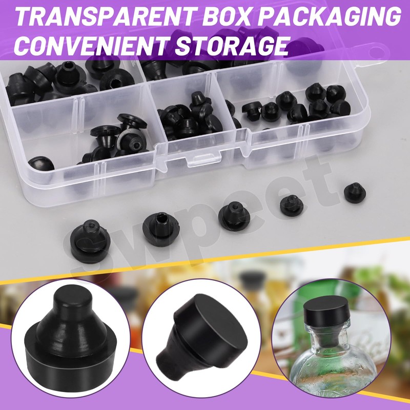 Swpeet 70Pcs 5 Sizes Rubber Silicone Push in Bumpers Feet