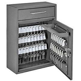 Mail Boss 8152 - Key Boss - Heavy Duty Commercial Grade Steel High Security Adjustable Key Cabinet - 105 Position Key Organizer Drop Box Locking Safe, with Combination Lock, Granite