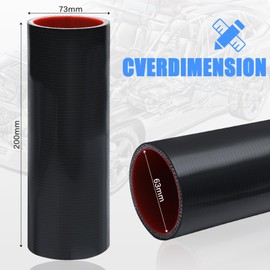 Automotive universal silicone hose, Straight Hose, 2.5" (63 mm) ID, 8" (203 mm) length, 0.18" (4.5 mm) wall thickness, reinforced design withstands up to 80 PSI pressure with 2PCS T-Bolt Clamps