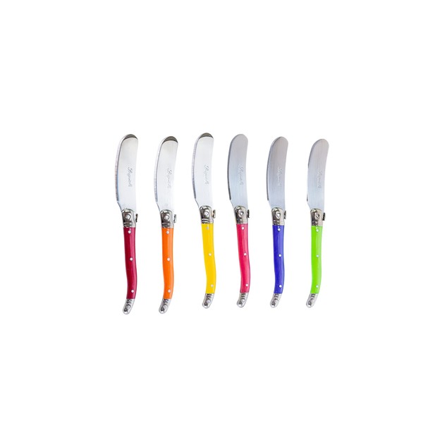 Pradel Excellence - Set de 6 Couteaux à Beurre - Lames de 7 cm en Acier Inoxydable 2CR14 - Manches Colorés Effet Nacré en ABS - Ensemble Coutellerie Compatible Lave-Vaisselle - Boîte Couleur