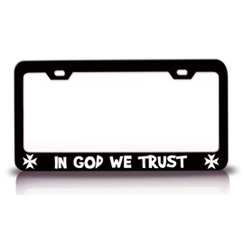 Customola in GOD WE Trust Jesus Christian Metal License Plate Frame Style 18 Black