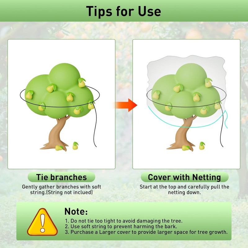 2PCS Large Fruit Tree Netting with Drawstring and Zipper, 8