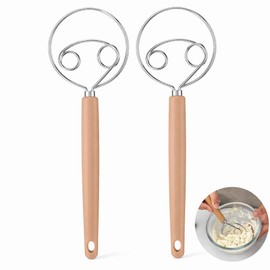 LCOLYDM 2 Pack Danish Dough Whisk,Dough Whisk, Stainless Steel Bread Whisk, Sourdough Mixer Hand Tool, 26cm x 7cm, Pizza Dough Mixer, Baking Accessories, Dutch Bread Maker Tool