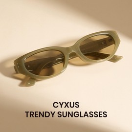 Cyxus 1147 Women's Sunglasses, Cat Eye Frame, UV Protection, UV Protection, Small Face Effect, Driving, Climbing, Travel, Sports, Fashionable, 05-olive green