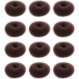 12 pieces of women's donut bun hair styling tool for tying and styling hair (Coffee color, One size)
