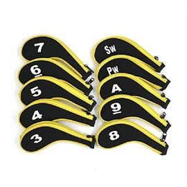 yuekuantai Yellow Golf Club Iron Head Covers Protect Hybrid Headcover 10pcs Zipper Covers