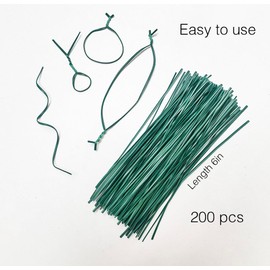 200 Pcs 6" Garden Plastic Plant Twist Ties Reusable Green Cable Ties for Climbing Plant Support, Christmas Tree, Bags, Gardening Activity.(Green)