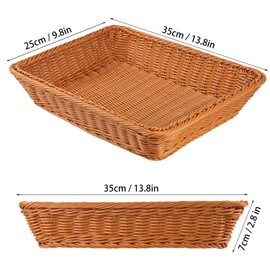 5 PCS 13.8x9.8 Inch Wicker Bread Basket, Woven Serving Basket, Tabletop Food Serving Basket for Restaurant, Bakery, Family Party, Hotel Serving, Fruits, Vegetables and Snacks, Brown