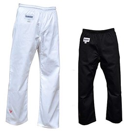 Twister Karate/Taekwondo Pant middleweight 8oz for Training Strong Double Stitches All Around (White, 5)