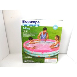 Bluescape Pink 3-Ring Inflatable Kiddie Swimming Pool, Round, Age 2 & up 65" x 14.5" - NEW