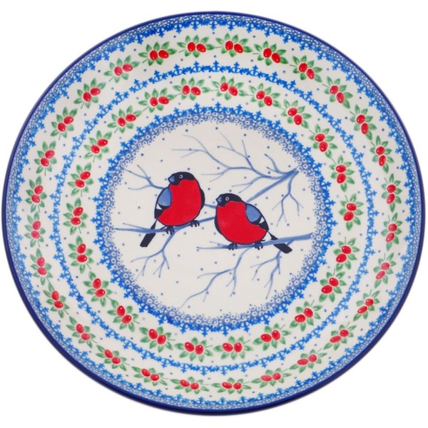 Authentic Polish Pottery Dinner Plate Signature UNIKAT in Bullfinch On