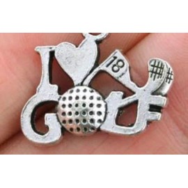 QUALITY made keepsake from my USA art studio 925 STERLING silver 20" necklace LOVE GOLF SPORT pendant charm men women club