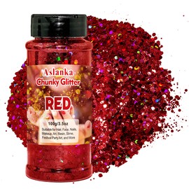 Red Holographic Glitter, Black Glitter for Face Body Glitter, Nail Glitter for Nail Art, Make-Up, Face Body, Hair, Slime, Crafts, DIY