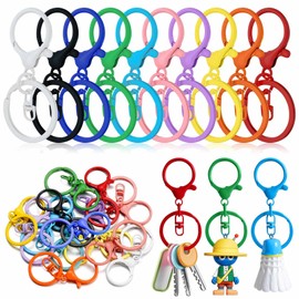 Key Ring DIY Key Carabiner, Pack of 30 Carabiner Hooks with Swivel Joint, Key Carabiner, Key Ring DIY, Key Ring Mini Carabiner, Pink, white, black, red, purple, yellow, blue, green, light blue, orange