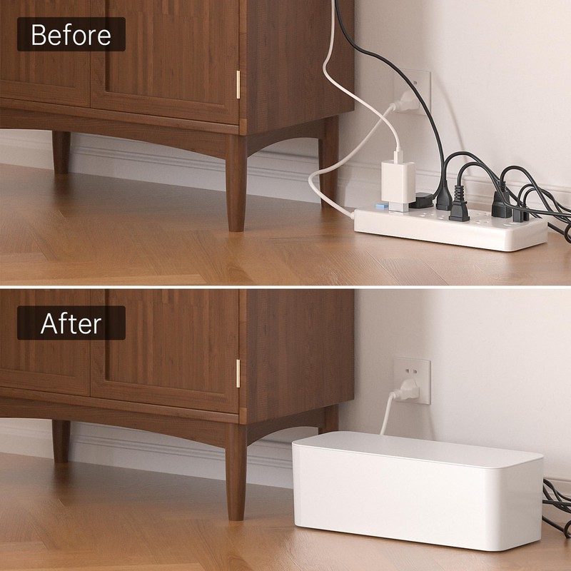 YECAYE 2 Pack Cable Management Box with Inner-Lock Lid, Large