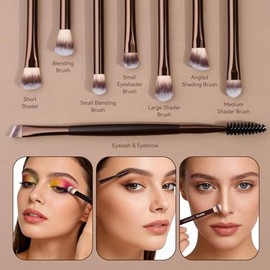 MAANGE Juego de 13 brochas de maquillaje profesionales para maquillaje, correctores de polvo sintético de primera calidad, brochas de viaje con estuch