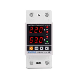 Dual Display 40A 63A 80A 230V Din Rail Intelligent Single Phase Adjustable Digital Over Voltage Under Voltage Relay Surge Protector Limit Over Current Protection (63A)