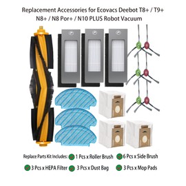 Replacement Accessories for Ecovacs Deebot N10/ T8+ /T9+ /N8+ /N8 Por+ Robot Vacuum Main Side Brush Filter Mop Pad Dust Bag Parts