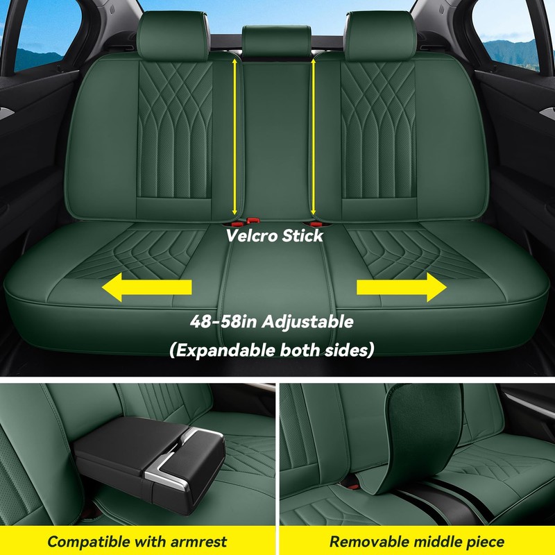 Green Car Seat Covers Full Set Universal 5-Seater Full Coverage