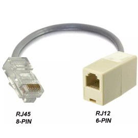 Unbranded 8" RJ12 FEMALE 6 Pin 6 Wire to RJ45 CAT5 ETHERNET 8P8C 8PIN MALE NETWORK ADAPTER