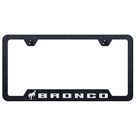 Au-TOMOTIVE GOLD, INC. Laser Etched Rugged Black Stainless Steel Cut-Out License Plate Frame for Bronco