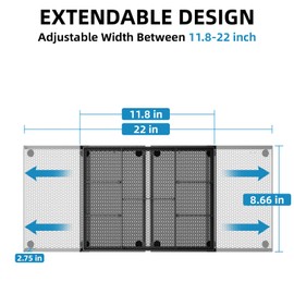 Marbrasse Expandable Desk Drawer Organizer, Mesh Drawer Organizer Tray with 10 Adjustable Compartments, Desk Organizers and Accessories for Office Supplies (Longer Expandable Drawer Organizer-B)