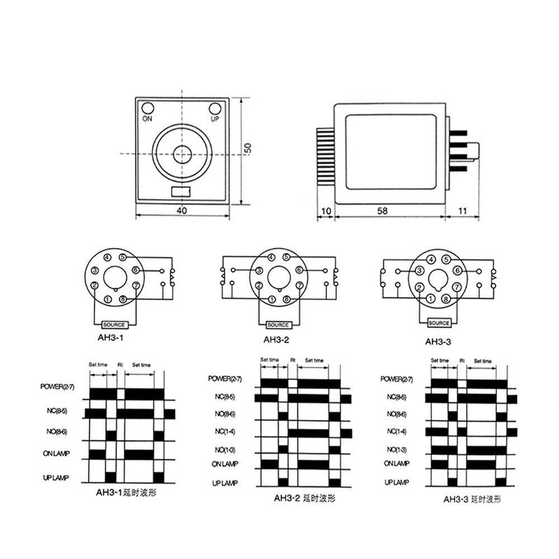 Baomain Time Relay AH3-3 DC 24V 60s 60 Seconds Timer