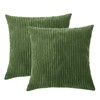 Pack of 2 Moss Green Corduroy Decorative Throw Pillow Covers