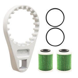 Fuel Filter Water Separator Wrench and 2 PCS Fuel Filter Elements with O-rings Compatible with Yamaha Outboard 4-Strokes VZ 150-300,VF 200-250,F150-250 HP to Current Replace#: 6P3-WS24A-01-00