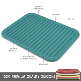 Smithcraft Silicone Trivets Mats for Hot Dishes and Hot Pots, Hot Pads for Countertops, Tables, Pot Holders, Spoon Rest Small Drying Mats Set of 2 Many Colors for Your Choose (Teal)