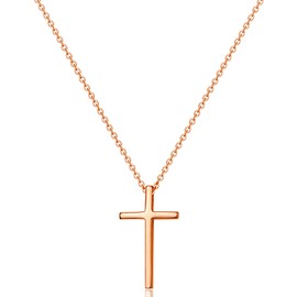14K Gold Plated Tiny Cross Pendant Necklace for Women Simple Cross Necklaces Birthday Gifts for Women Girl Fashion Jewelry (Rose gold cross)
