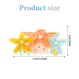 Tihebax Starfish Hair Clip for Women Girls Thick Hair, Large Sea Starfish Clips with Pearls and Rhinestones for Beach Hair Accessories