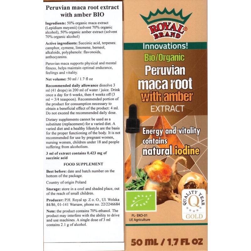 Royal Brand Amber Extract (Succinite) with Peruvian Maca Extract /