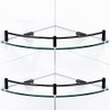 Halyuhn 2 Tier Glass Bathroom Shelf Wall Mounted, Glass Corner Shower Shelf for Bathroom with 6MM Thick Clear Tempered Glass, Glass Shelves for Shower with Black Stainless Steel Rail (2 Pack)