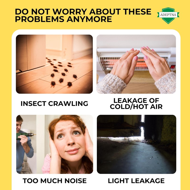 ADEPTNA 2 Pack Under Door Foam Double Draught Excluder -