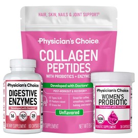 Ultimate Women's Health Bundle – Daily Digestive, Bloating, Urinary & Beauty Support with Probiotics, Enzymes & Collagen for Women – 3-in-1 Formula