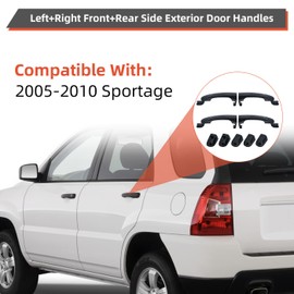 DEAL AUTO ELECTRIC PARTS New 4pcs Complete Left+Right Front+Rear Side Black Exterior Door Handles Replacement Kit Compatible With 05-10 Sportage