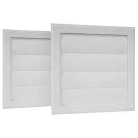 HVAC OV ø4" Inch - Pack of 2 - White Square Exhaust Vent Covers- Louvered Dryer Duct Vent Cover - Vent Hood with Shutters - One-Directional Plastic Air Grille - Hidden Screw Holes