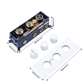 2 Way Shower Diverter Thermostatic Valve, 3 Handle Multi Function Shower Valve Brass Construction with Tempered Glass PanelColor: NICKEL, Bath & Shower Faucet Type: Shower Sets