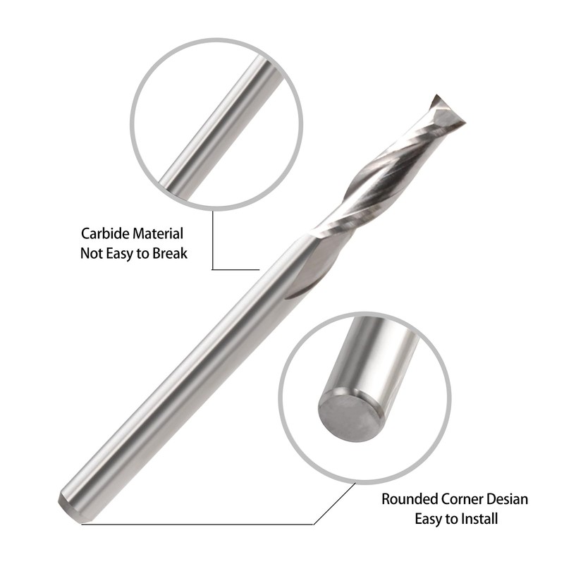 EU_HOZLY 3.175X1.5X12mm Two Flutes Solid Carbide Micro End Milling Cutters