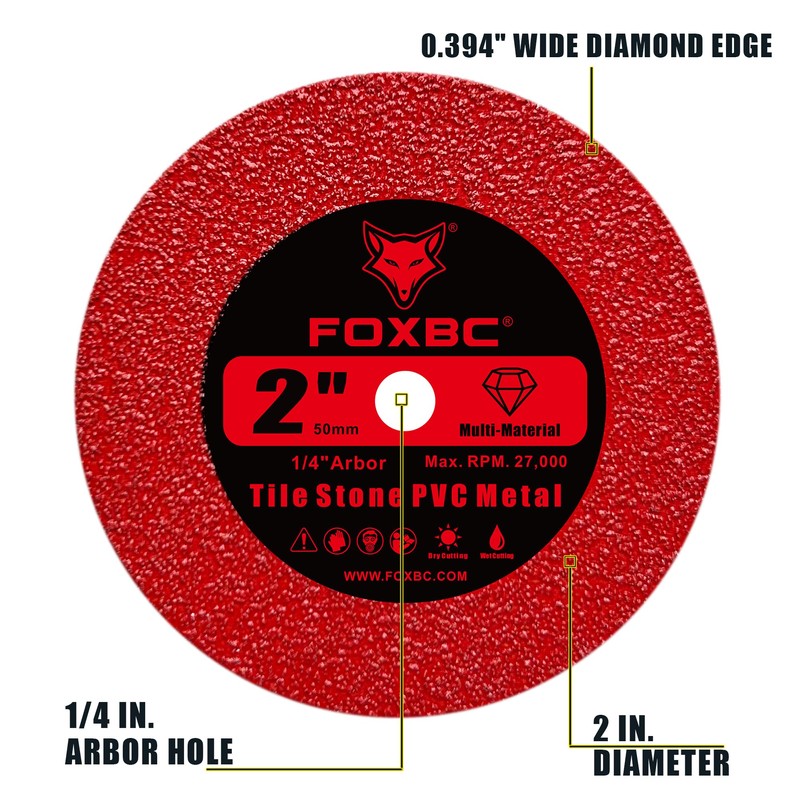 FOXBC 2 Inch Diamond Blades Tile Glass Multi-Material Cut Wheels