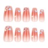 Pink Stick On Nails, Coffin False Nails With Glue 24Pcs