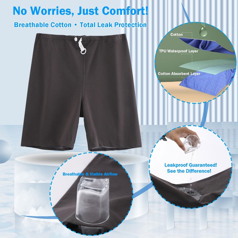 SOEDZUNG Reusable TPU Waterproof Incontinence Pants for Adults Leak Proof