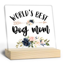 Nitelat Dog Mom Gifts, Dog Mom Gifts for Women, World's Best Dog Mom Acrylic Plaque, Best Dog Mom Gifts, Dog Owner Gifts Lover Gifts for Women, Gifts for Dog Moms Acrylic Sign Desk Table Shelf Decor