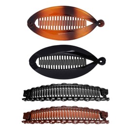 KEMUZ 4 Stück Bananenspange, Rutschfeste Pferdeschwanzhalter, Vintage Fischschwanz Haarspange Französische Pferdeschwanzhalter für Langes, Lockiges Oder Glattes Haar, für Damen und Mädchen