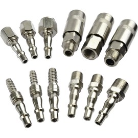 12 Pcs Air Line Hose Air Compressor 1/4 inch 3/8 BSP, Air Line Fittings Hose Pipe Connector Couplings Connector Quick Release Plug Kit Air Line Connectors Fittings with Male Female Thread