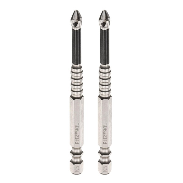 HARFINGTON 2pcs Impact Phillips Screwdriver Bit PH2 (#2) Anti Slip