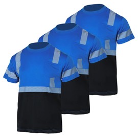 VENDACE 3pcs Safety T Shirts Reflective High Visibility Hi Vis Short Sleeve Construction Work Shirts for Men (Royal Blue,4XL)