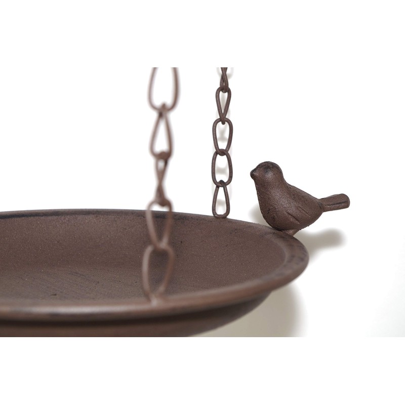 Kobolo Bird Bath Feeder for Hanging Metal Rust Brown 16