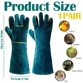 YanBous Bite Resistant Animal Gloves, 40 cm Anti-Bite Work Gloves, Robust Animal Gloves, Ideal for Welding, Care and Handling with Dog, Cat, Bird, Snake, Parrot, Lizard, Reptiles